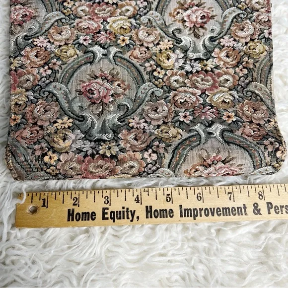 Vintage 50s Floral Tapestry Top Handle Kelly Frame Handbag Victorian Roses - Picture 8 of 11